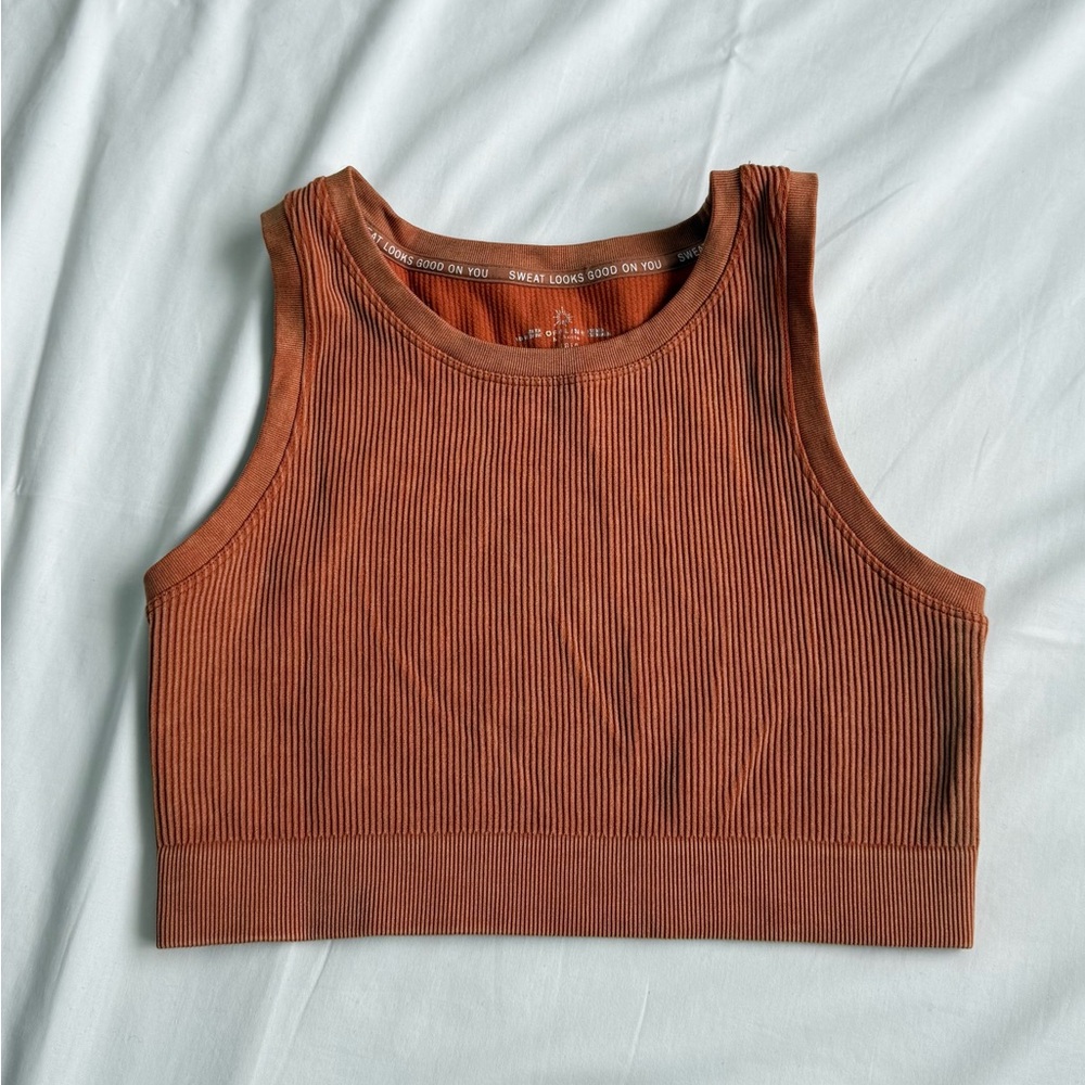Offline by Aerie Ribbed Cropped Tank Top Size L – Rust Brown - Picture 1 of 6